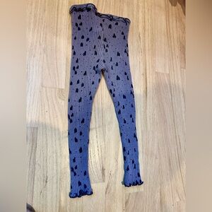 Zara Kids ribbed purple and Black heart Leggings ruffle bottom sz 3/4